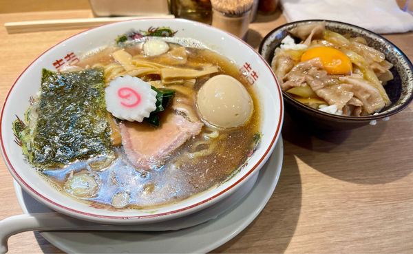 「味玉中華そば＋豚丼」@中華そば ふるいちの写真