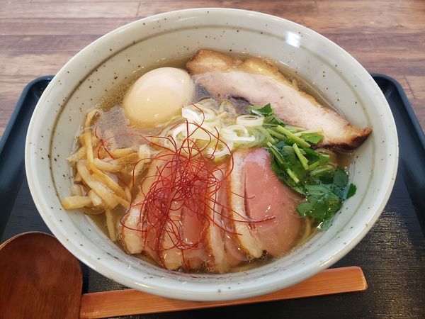 「鴨出汁白+特製」@麺屋 葵の写真