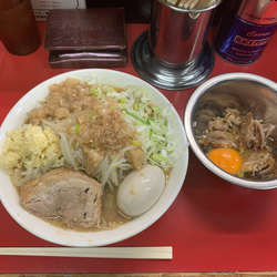 ラーメン　大盛り　+味玉、ネギスキヤキ