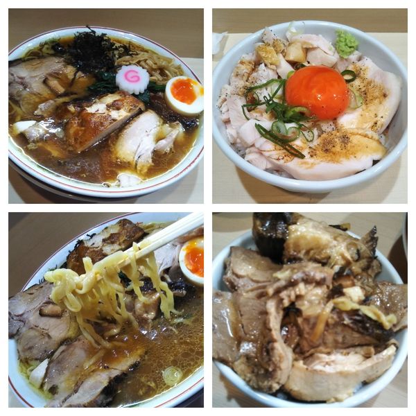 「【限定】生姜醤油ラーメンチャー増し+大盛り+鶏玉ご飯+ご飯」@手揉み中華そば 中村の写真
