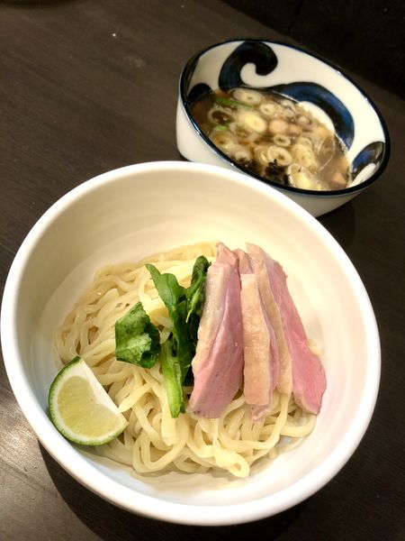 「【限定】鴨とスダチのつけめん」@メンショップ アキラの写真