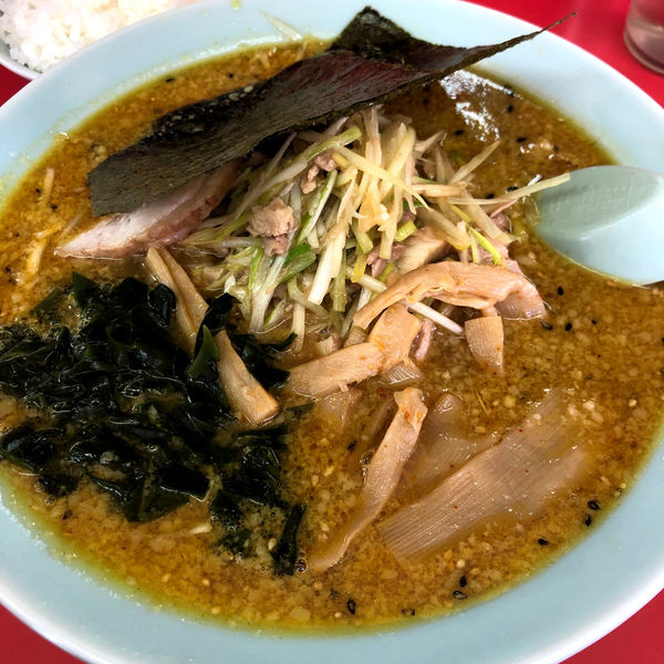 「ネギ味噌ラーメン810円　カレー80円　小ライス120円」@ラーメンショップ 太田店の写真
