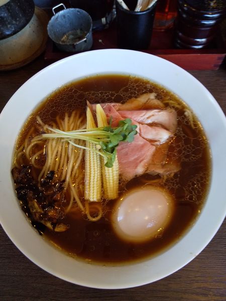 「鴨鶏あさりSOBA（味玉付き）」@麺屋 グラフミの写真