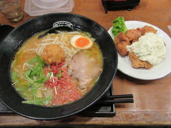 「限定　エビ味噌らーめん（９６８円）＋チキン南蛮６３８円」@こだわりらーめん ゆきむら亭 つくば西店の写真