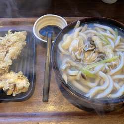 牡蠣うどん　舞茸天