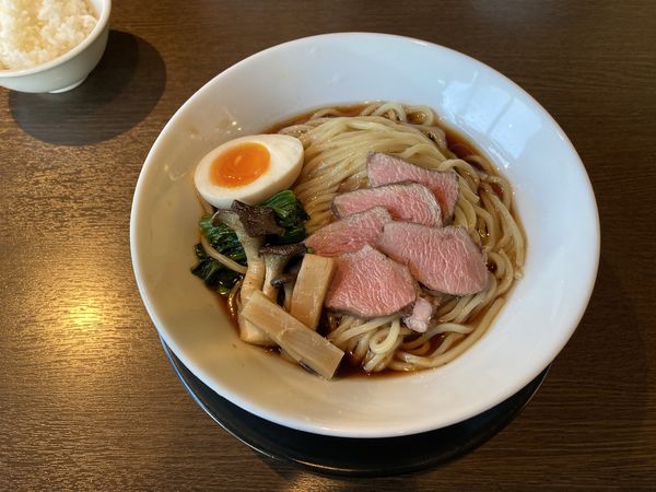 「香露マタギそば・鹿(ひやあつ)﻿」@麺創 なな家の写真