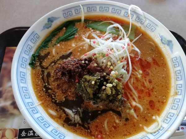 「福島短黒牛汁あり担々麺　限定」@麺処若武者 弐號店 みどり湯食堂の写真