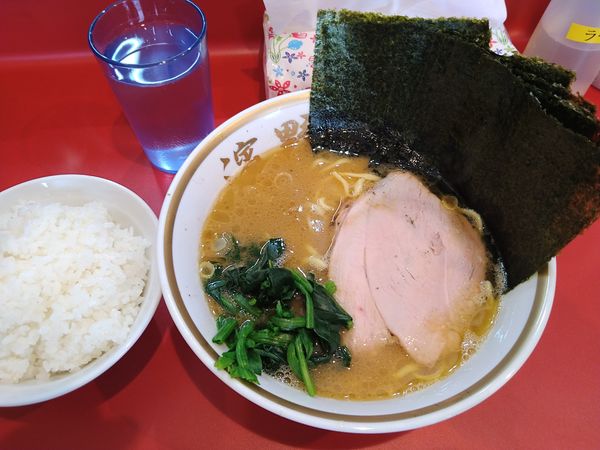 「ラーメン(並)¥750+のり¥100+ライス¥100-」@ラーメン濱野家の写真
