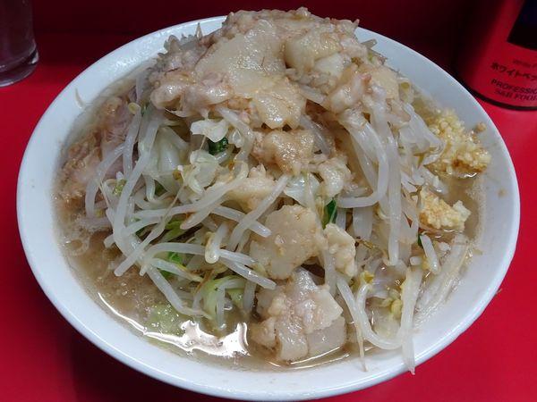 「ラーメン（600円）ヤサイニンニクアブラ」@ラーメン二郎 三田本店の写真