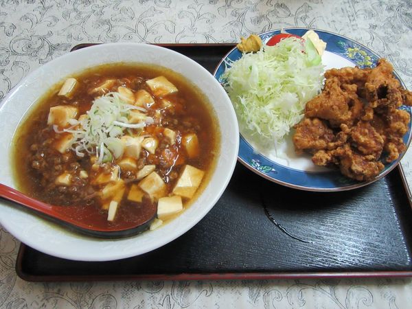 「マーボーメン(770円)+鶏の唐揚げ710円」@ラーメンにのみやの写真