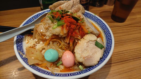 「キムチチゲ味噌ラーメンに豚１枚」@びんびん豚の写真