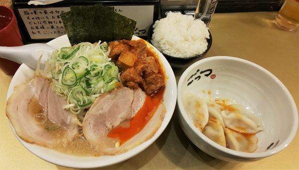 「ごっつAセット（ライスを通常サイズへ）+辛バクダン」@超ごってり麺 ごっつ 秋葉原店の写真