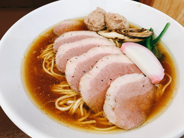 「三種鰹の合鴨そば」@中華そば うお青の写真