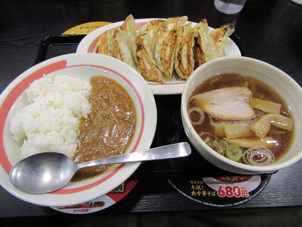 「ダブル半らー定食Ｂセット（８００円）」@幸楽苑 土浦小松店の写真