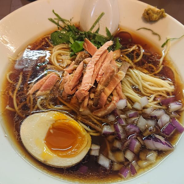 「【限定】秋刀魚節の冷やしソバ830円、冷やし和え玉250円」@鶏こく中華 すず喜の写真