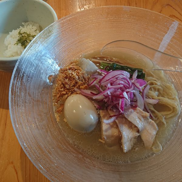 「煮干し冷やしお茶漬けセット850円、味玉120円」@麺屋 さくら井の写真