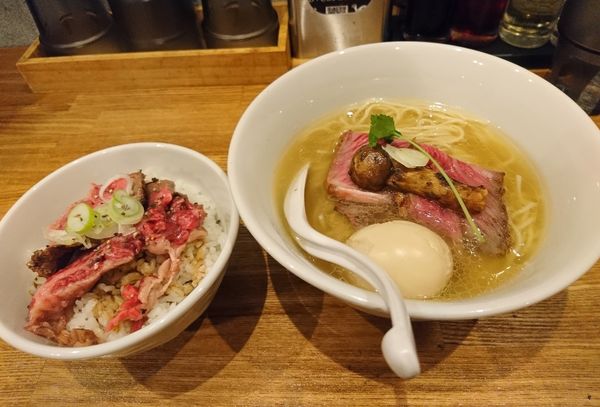 「限定 松茸と和牛そば ミニステーキ丼」@麺処 青野の写真