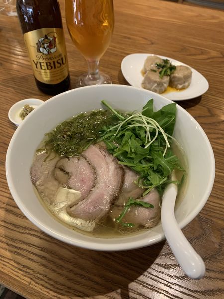 「淡麗 塩ラーメン しゅうまい エビスビール小瓶」@SAMARの写真