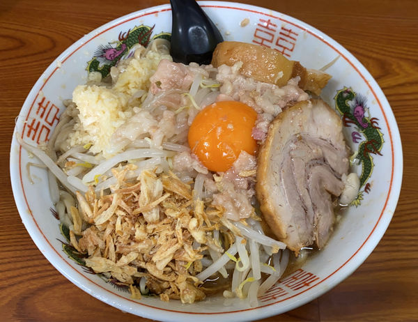 「汁なし 麺硬め ニンニク アブラ」@ラーメン二郎 亀戸店の写真