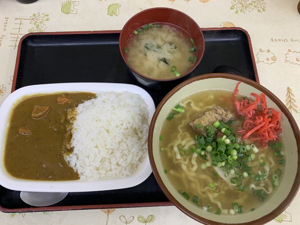 「ミニ沖縄そば360+ミニカレー290⁼650円」@どん亭 牧志店の写真