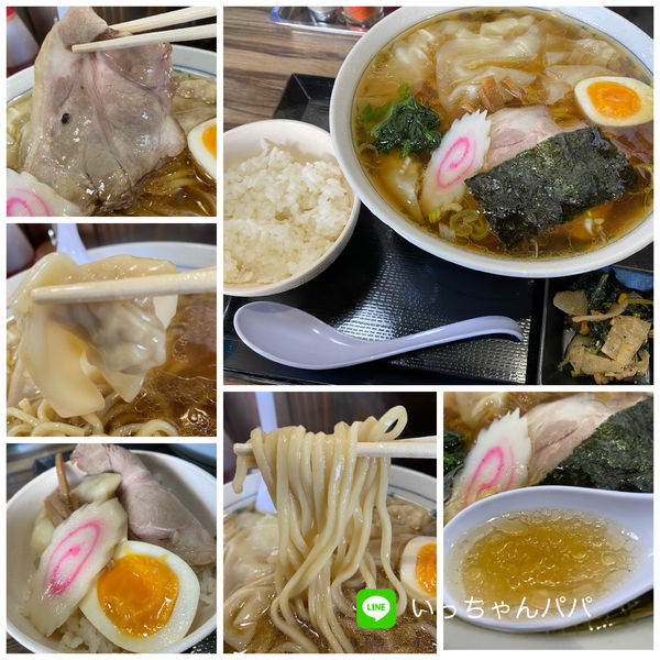 「ワンタン麺 870円 ランチタイム白飯サービス」@池袋大勝軒 川越店の写真