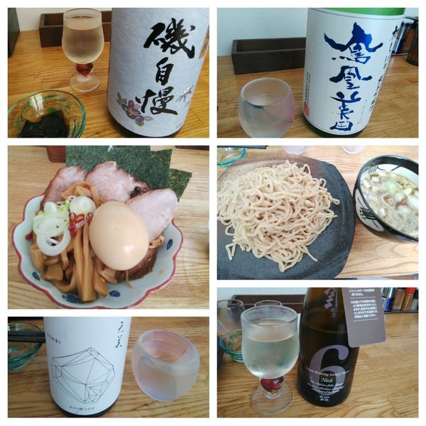 「特製つけそば+プレミアム日本酒」@中華そば専門 とんちぼの写真