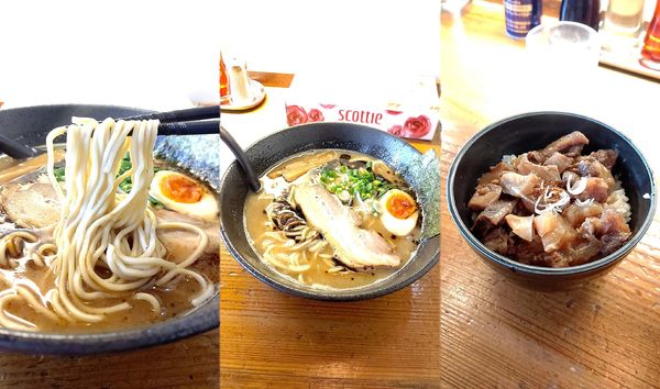 「『濃厚黒らぁめん+ランチ牛すじ丼(¥880+200)』」@らぁめん 太陽軒の写真