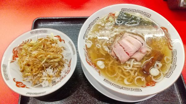 「塩らぁめん750円、葱めし330円」@Jikasei Mensho 渋谷パルコ店の写真