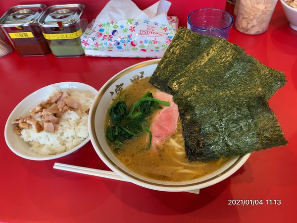 「ラーメン(並)＋のり＋ライス」@ラーメン濱野家の写真