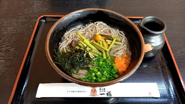 「山菜そば・温」@奥出雲そば処 一福 出雲大社神門通り店の写真