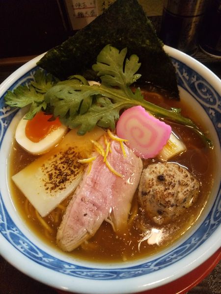 「【限定】鴨出汁中華そば(並)950円追い飯100円SNS味玉」@まるふじ食堂の写真