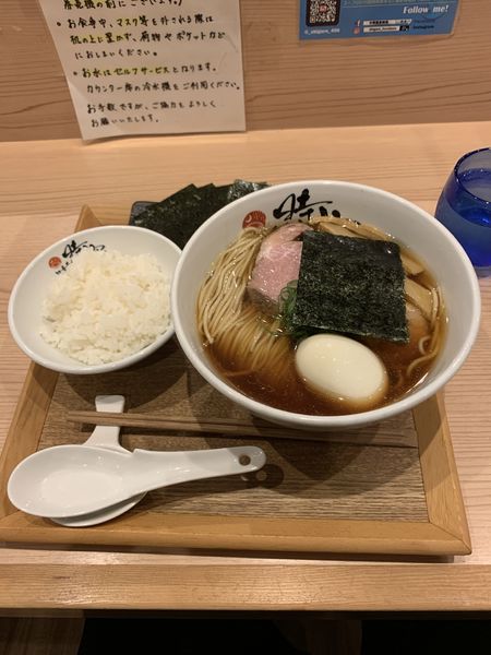 「中華そば+味玉+海苔+小ライス」@中華蕎麦 時雨の写真