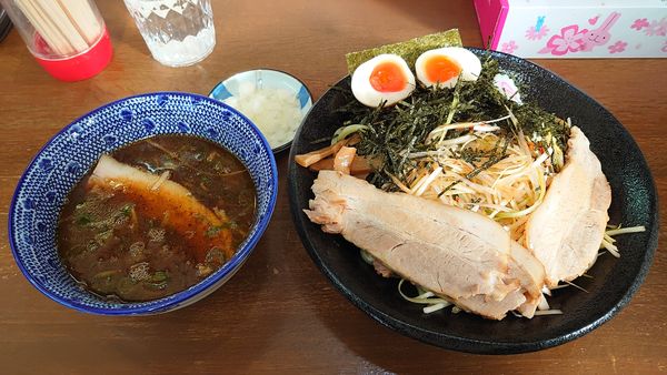 「ネギつけそば（小） 900円+賄いチャーシュー丼 280円」@麺屋こうきの写真