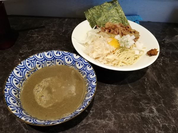 「釜玉牛バラ煮干しつけそば　限定」@中華SOBA にぼ乃詩の写真