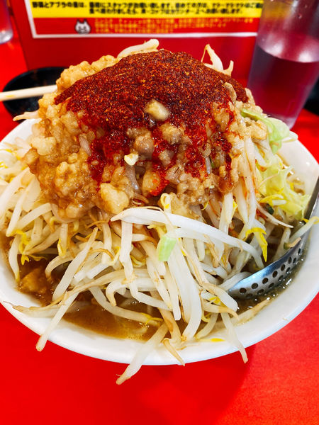 「ミニラーメン　ハーフ豆腐　ラー油」@立川マシマシ 太田店の写真