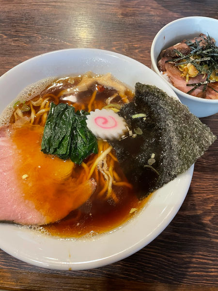 「中華そば&ネギチャーシュー丼」@麺屋 真心の写真