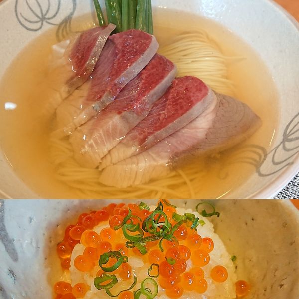 「鰤と鶏そば(いくら丼付)」@柴崎亭の写真