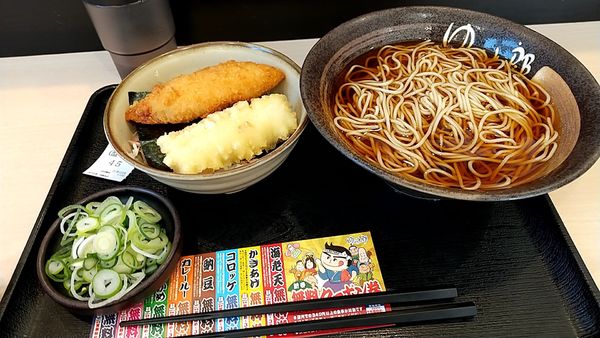 「ミニのり弁セット（５８０円）」@ゆで太郎 西橋本店の写真