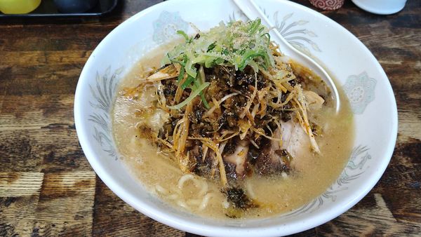「豚骨塩+からネギ高菜」@長州 風の子ラーメンの写真