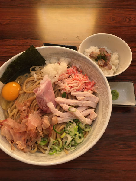 「ズワイ蟹と鯵のまぜそば　追い飯付き」@麺屋 ひな多の写真