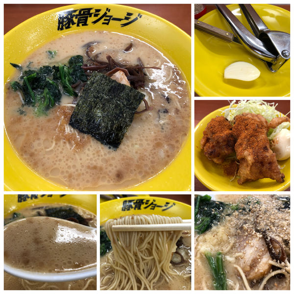 「ジョージラーメン味噌 638円 辛唐揚げ2個 330円」@豚骨ジョージの写真