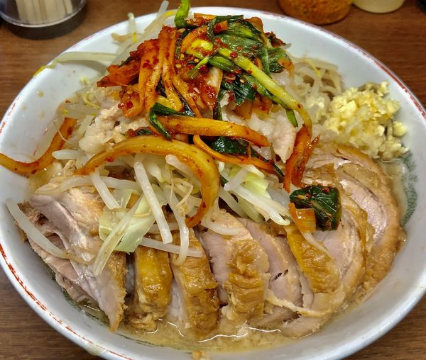 「小ダブル980　 汁無し80　ニラキムチ80」@ラーメン二郎 横浜関内店の写真