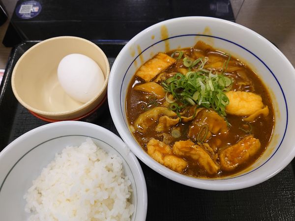 「新カレーうどん たまごかけご飯付き 770円」@なか卯 ひばりが丘店の写真