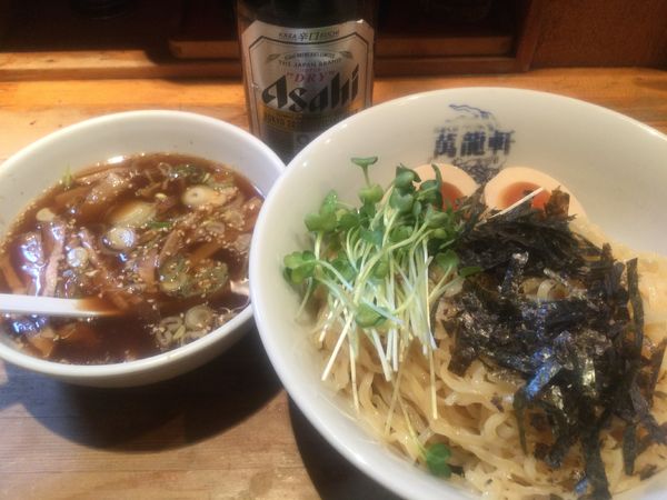 「アサヒスーパードライ→つけ麺・しょうゆ(¥550+650)」@萬龍軒の写真