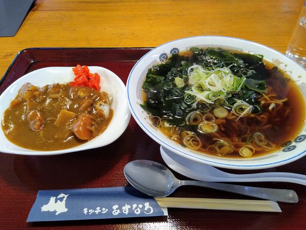 「あすなろラーメン Aカレーセット 850円」@キッチンあすなろの写真