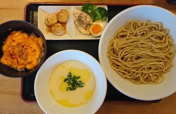 「【限定】ホタテバタークリームのつけ麺（ガーリックライス付き）」@和風らーめん 凪の写真