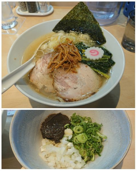 「塩ラーメン＋牡蠣和え玉(ハーフ)」@中華そば 結。の写真