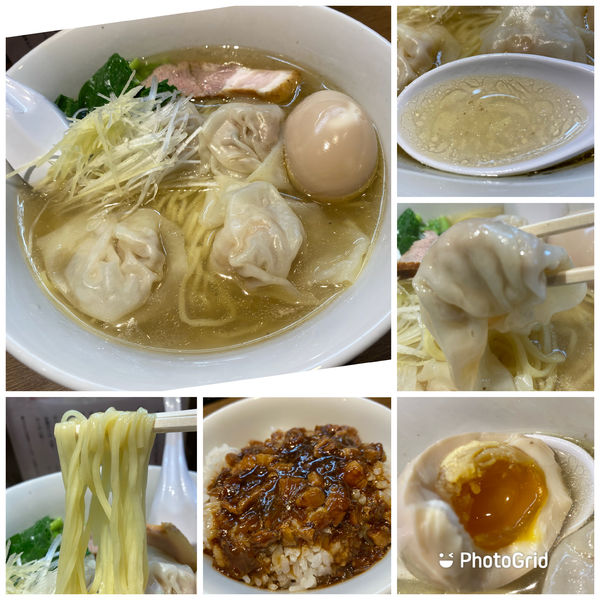「塩雲呑麺＋ミニ魯肉飯セット1000円 味玉 100円」@雲呑麺のお店 おんわの写真