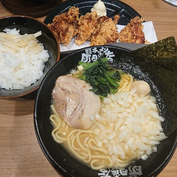 「唐揚げセット1000円(醤油、硬め)、小ライス100円」@町田商店 三鷹店の写真