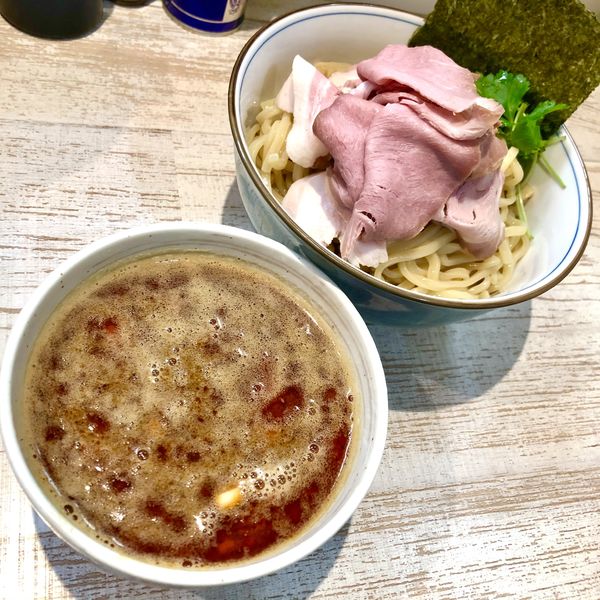 「【気まぐれ限定】辛いつけそば￥980＋ライス￥150」@中華そば 四つ葉の写真